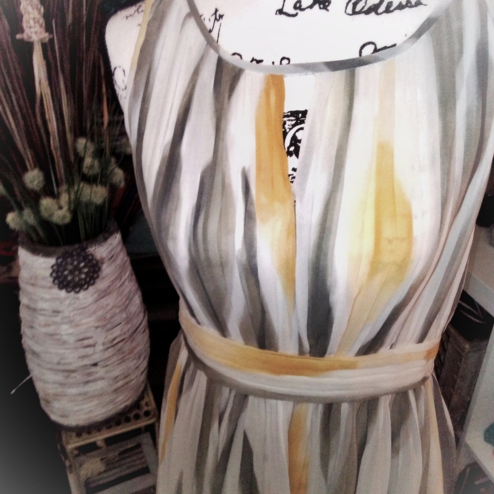 Yellow & Gray Sleeveless Dress